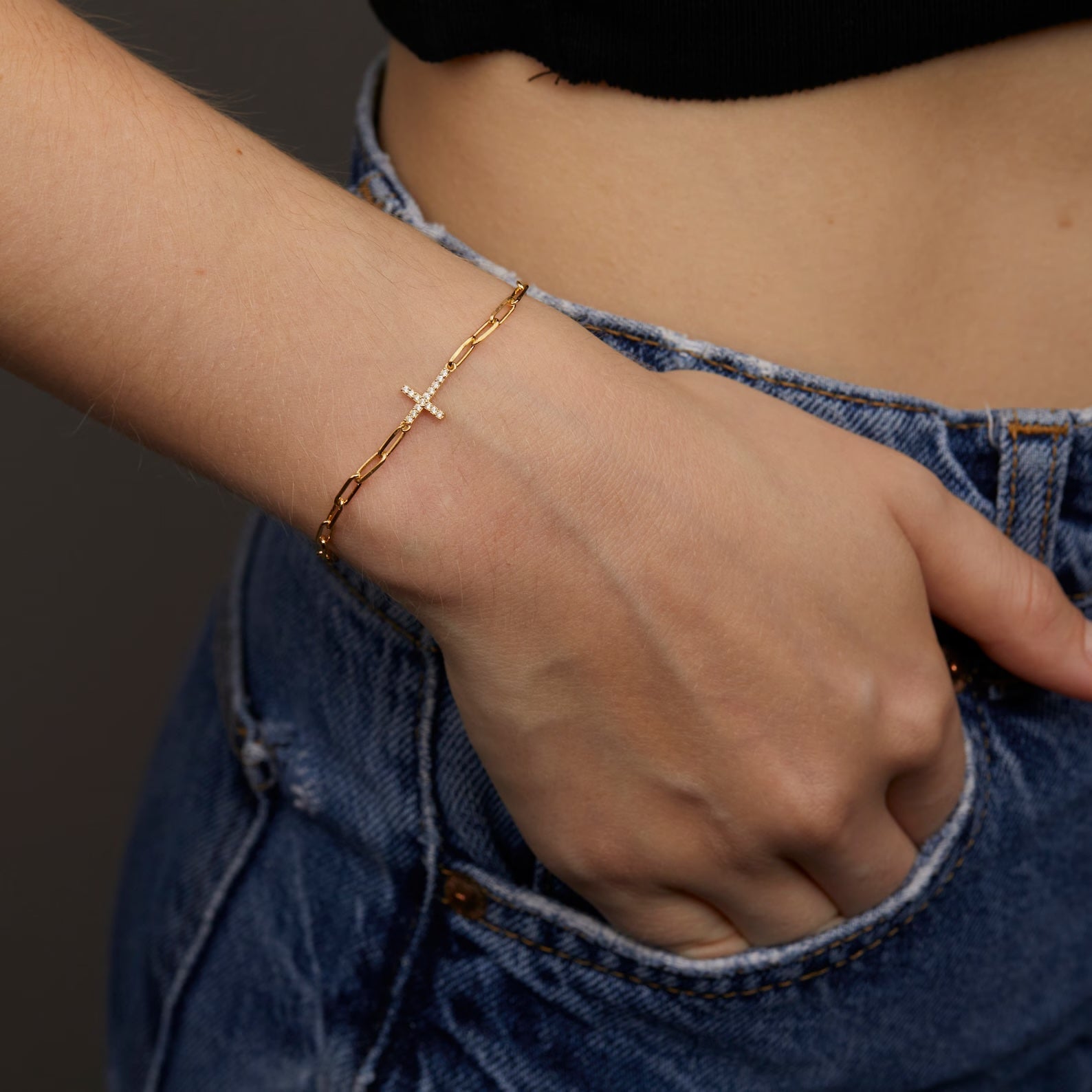 Paperclip Cross Bracelet