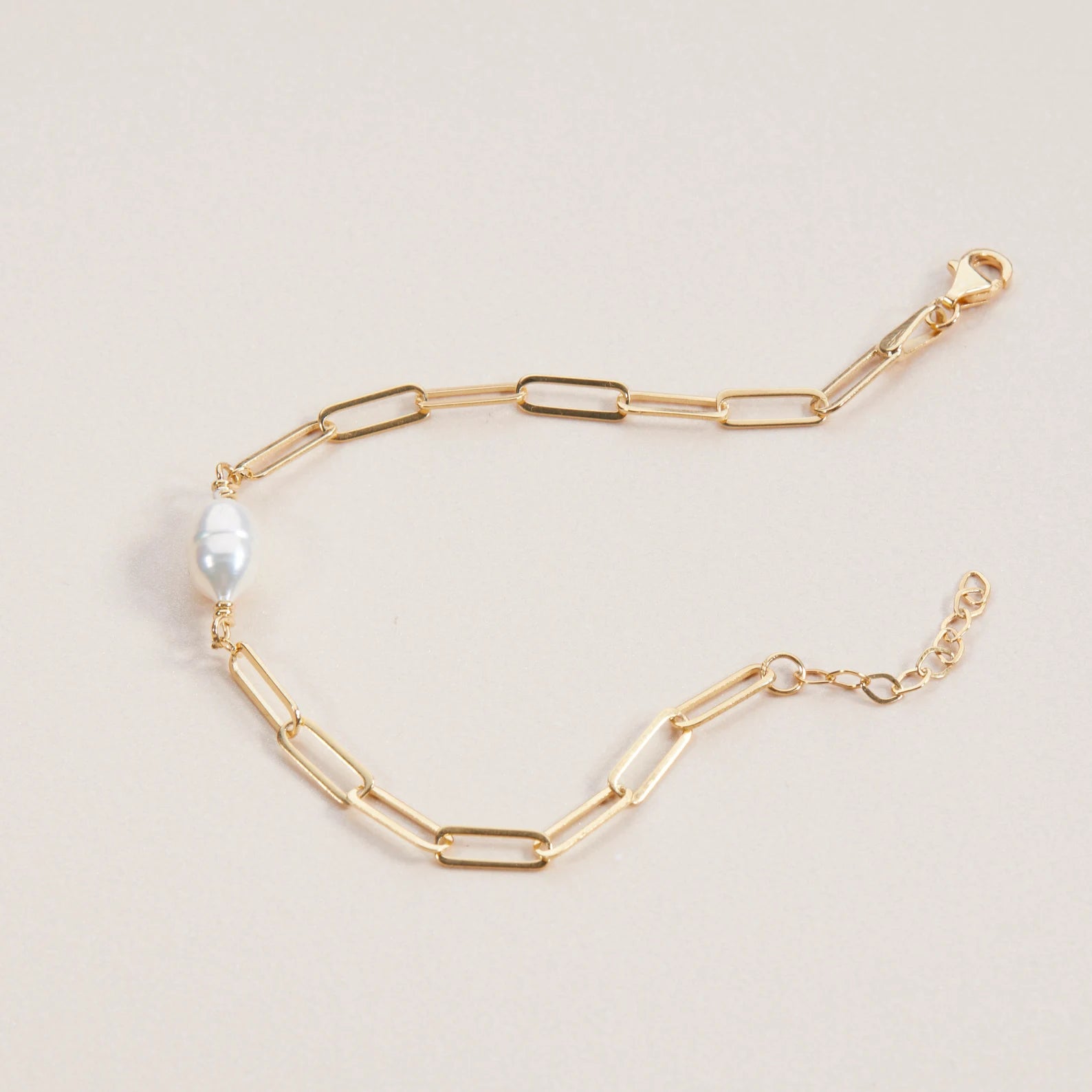 Pearl Paperclip Chain Bracelet