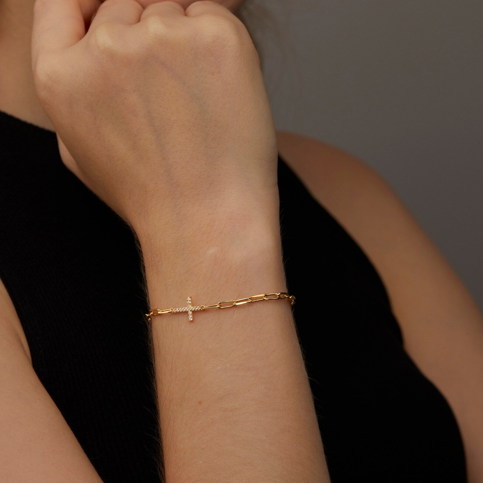 Paperclip Cross Bracelet