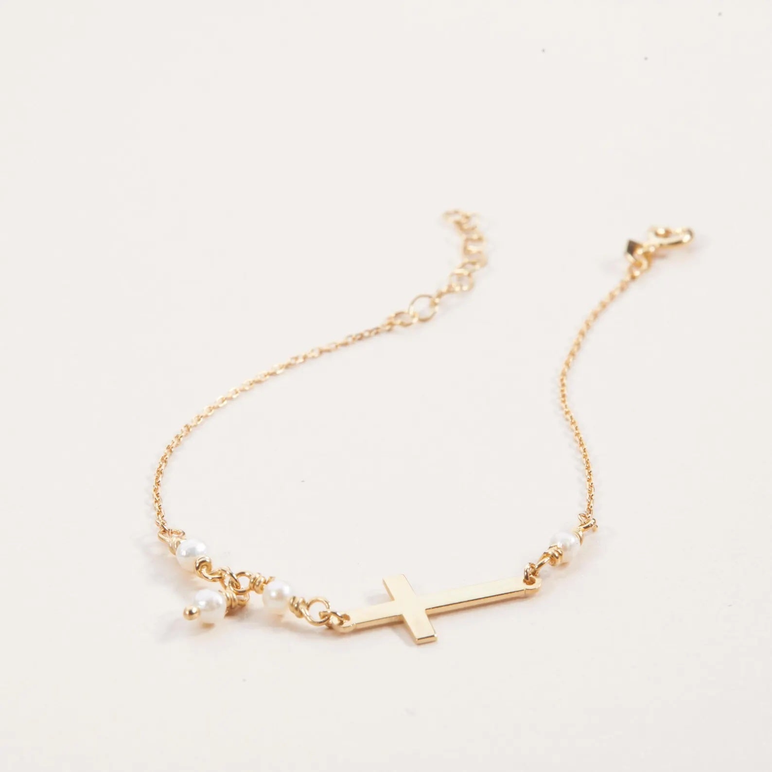 Cross & Pearls Bracelet