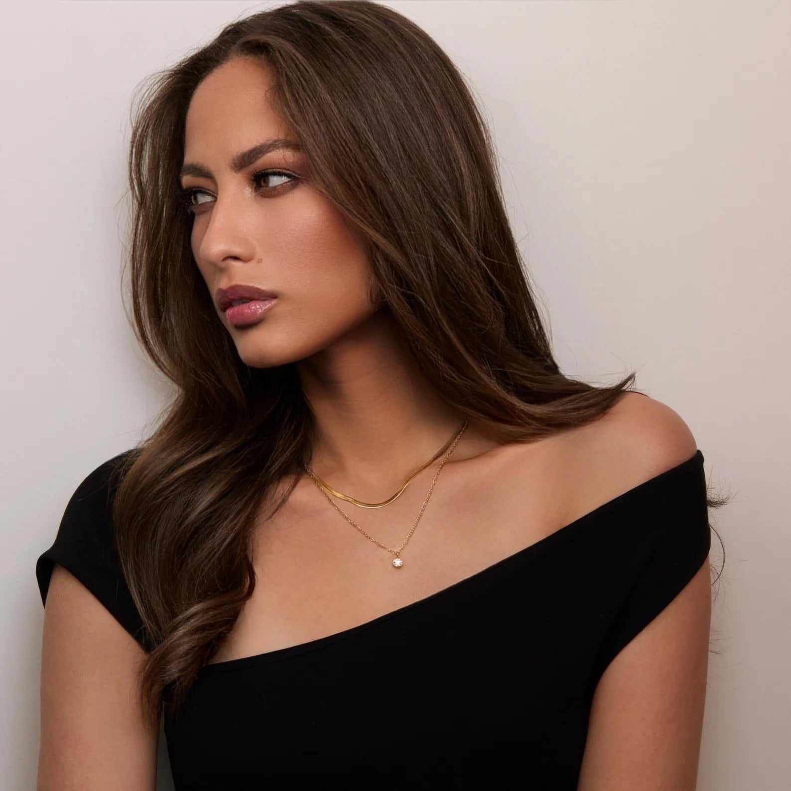 Double Chain Herringbone Necklace